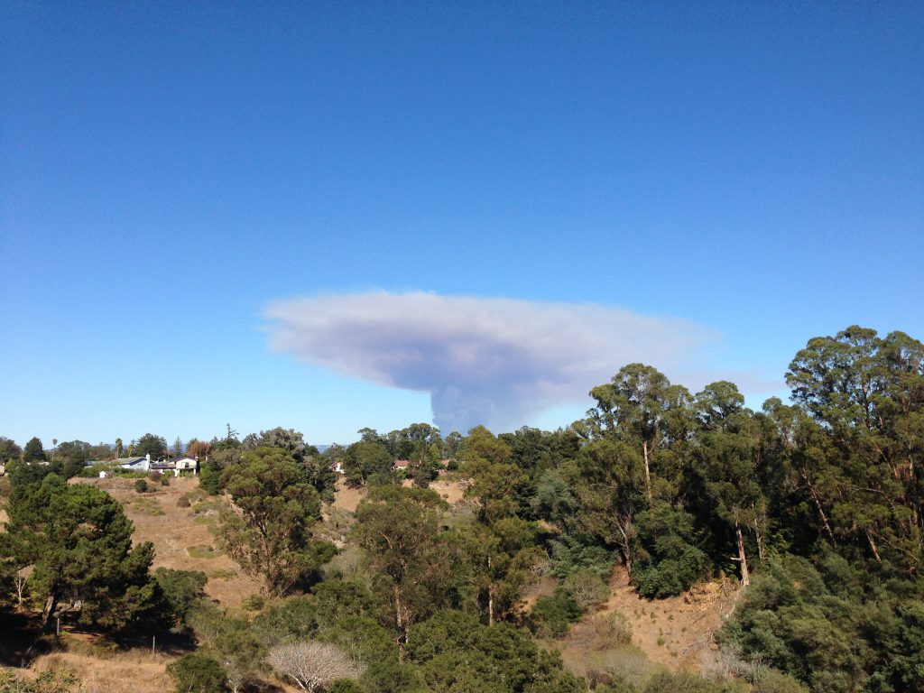 Smoke plume from the Loma fire at 15:41h. 26 September 2016 © Allison J. Gong