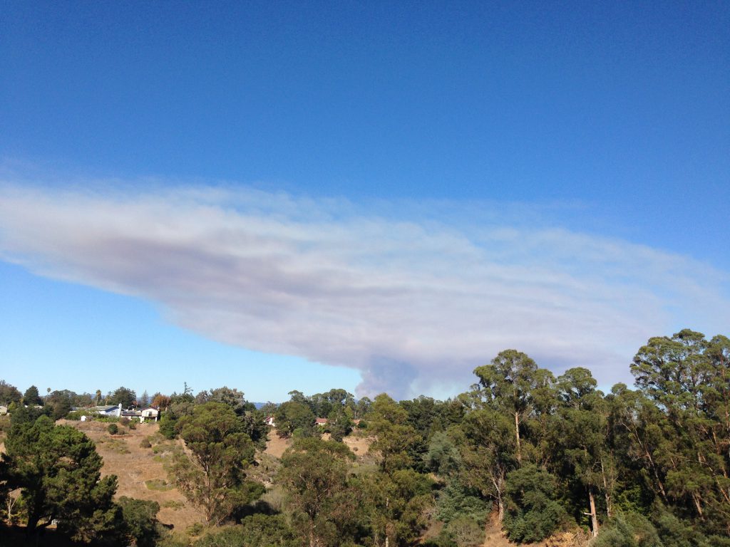 Smoke plume from Loma Fire at 16:06. 26 September 2016 © Allison J. Gong